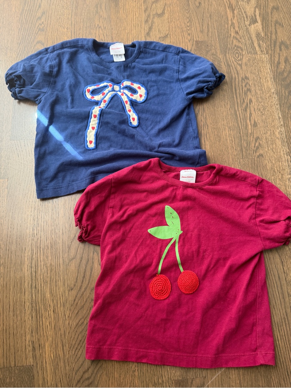Hanna Anderso Short Sleeve Tee - Navy Bow & Berry Red Cherry Designs (Set of 2)